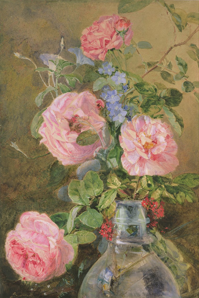 Růže, Convolvulus a Delphiniums od James Holland