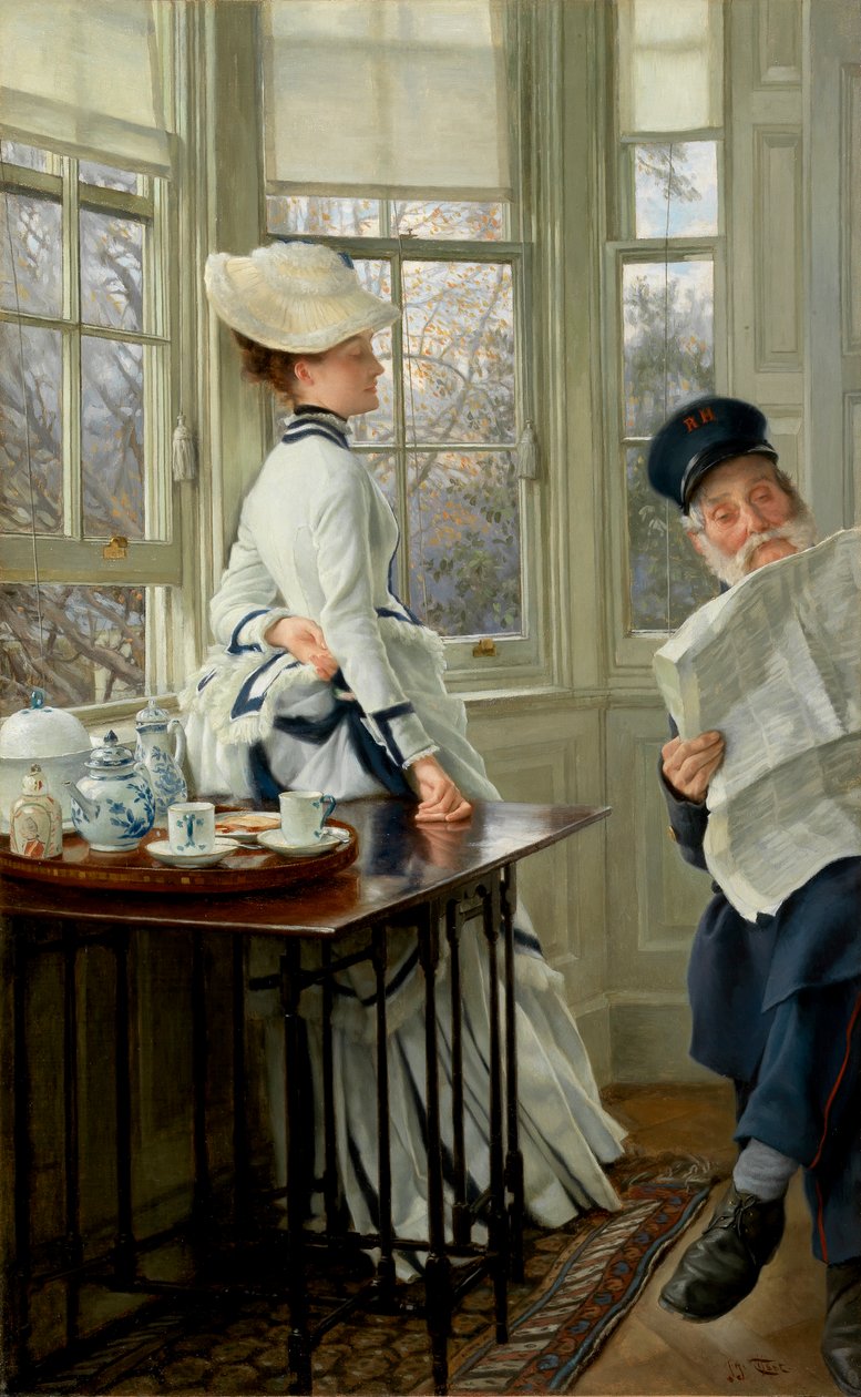 Reading the News, 1874 od James Jacques Joseph Tissot