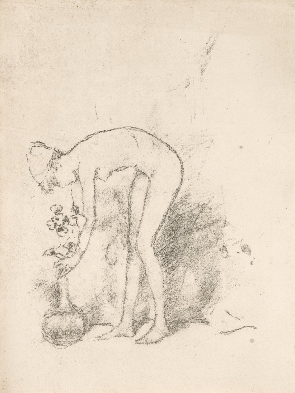 Nahá modelka aranžování květin od James Abbott McNeill Whistler
