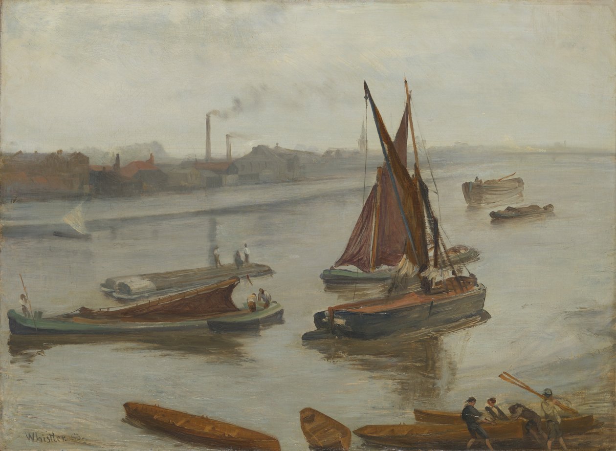 Šedá a stříbrná: Old Battersea Reach od James McNeill Whistler