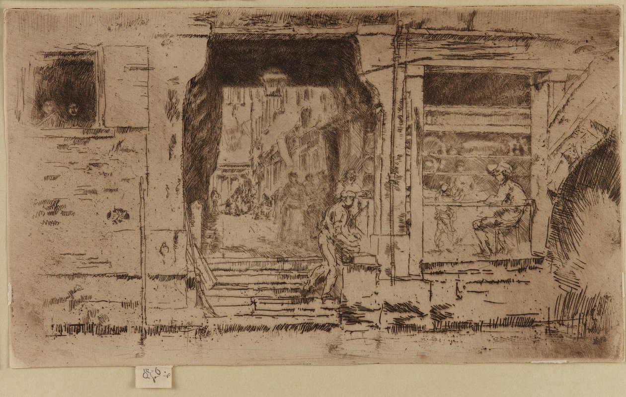 Obchod s rybami, Benátky od James Abbott McNeill Whistler