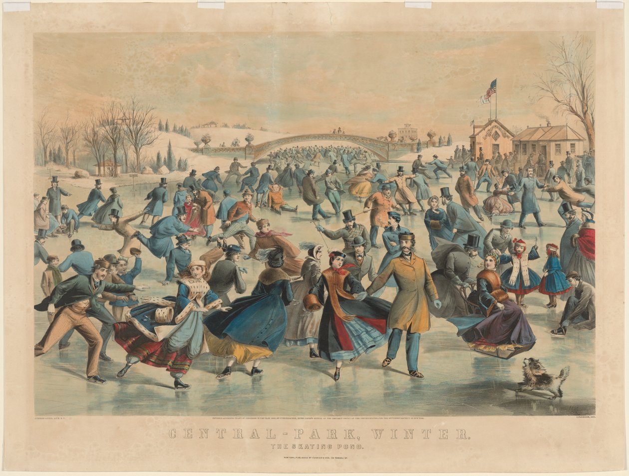 Central Park, Zima: Skating Pond. od James Merritt Ives