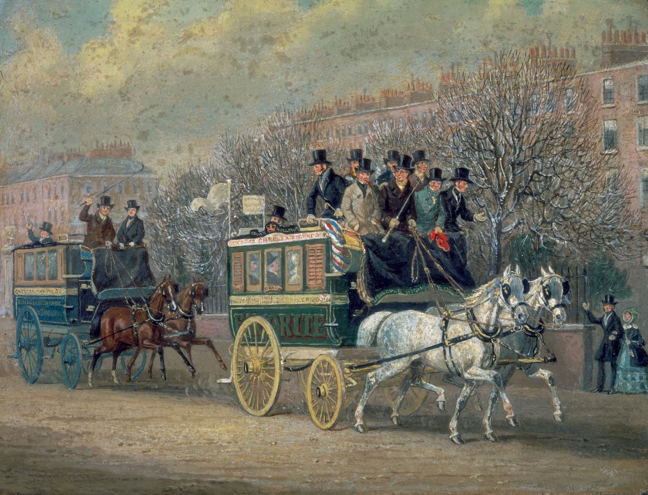 „Pouliční scéna se dvěma omnibusy“, 1845. od James Pollard