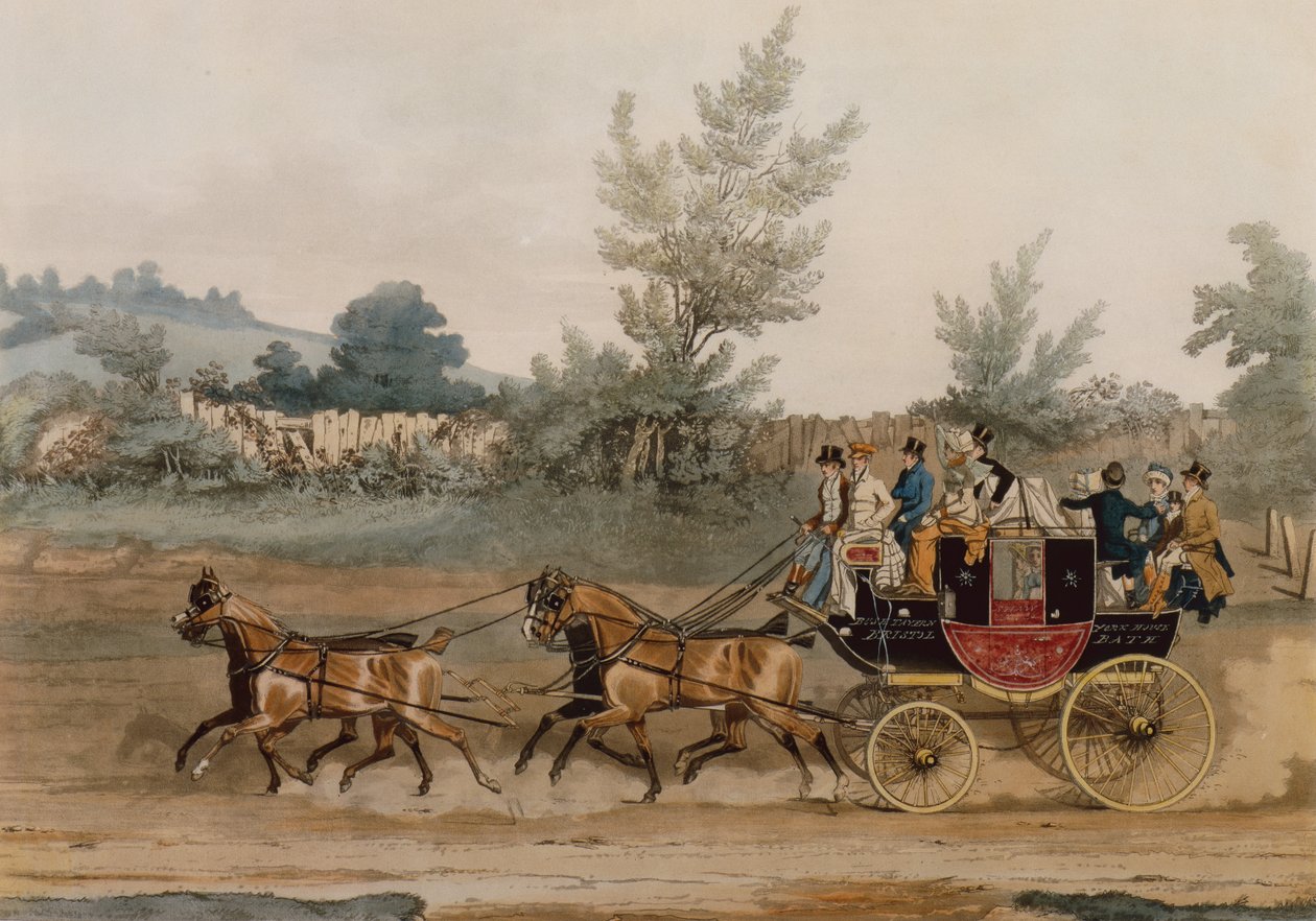 Light Post Coach (barevná rytina) od James Pollard