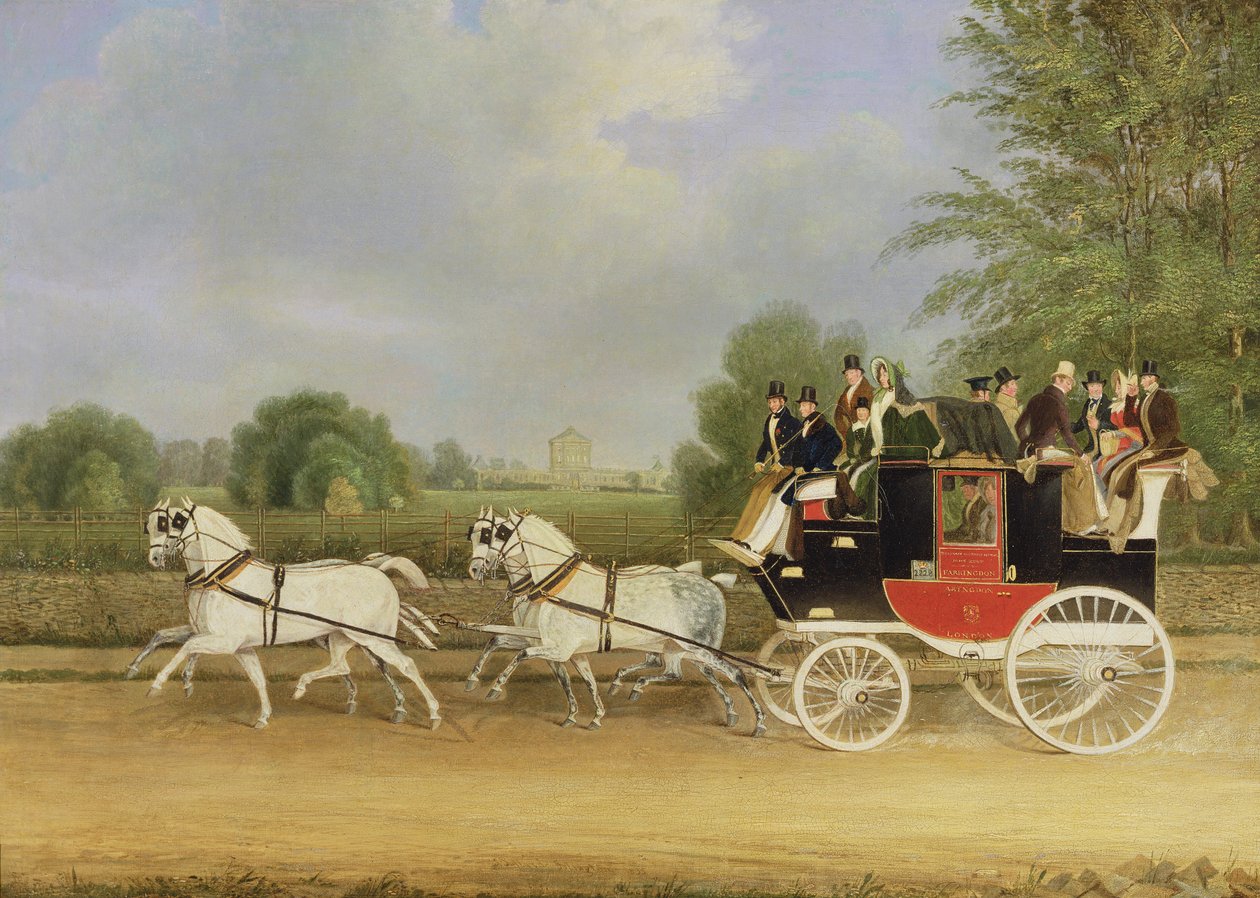 The London-Farringdon Coach Passing Buckland House, Berkshire od James Pollard