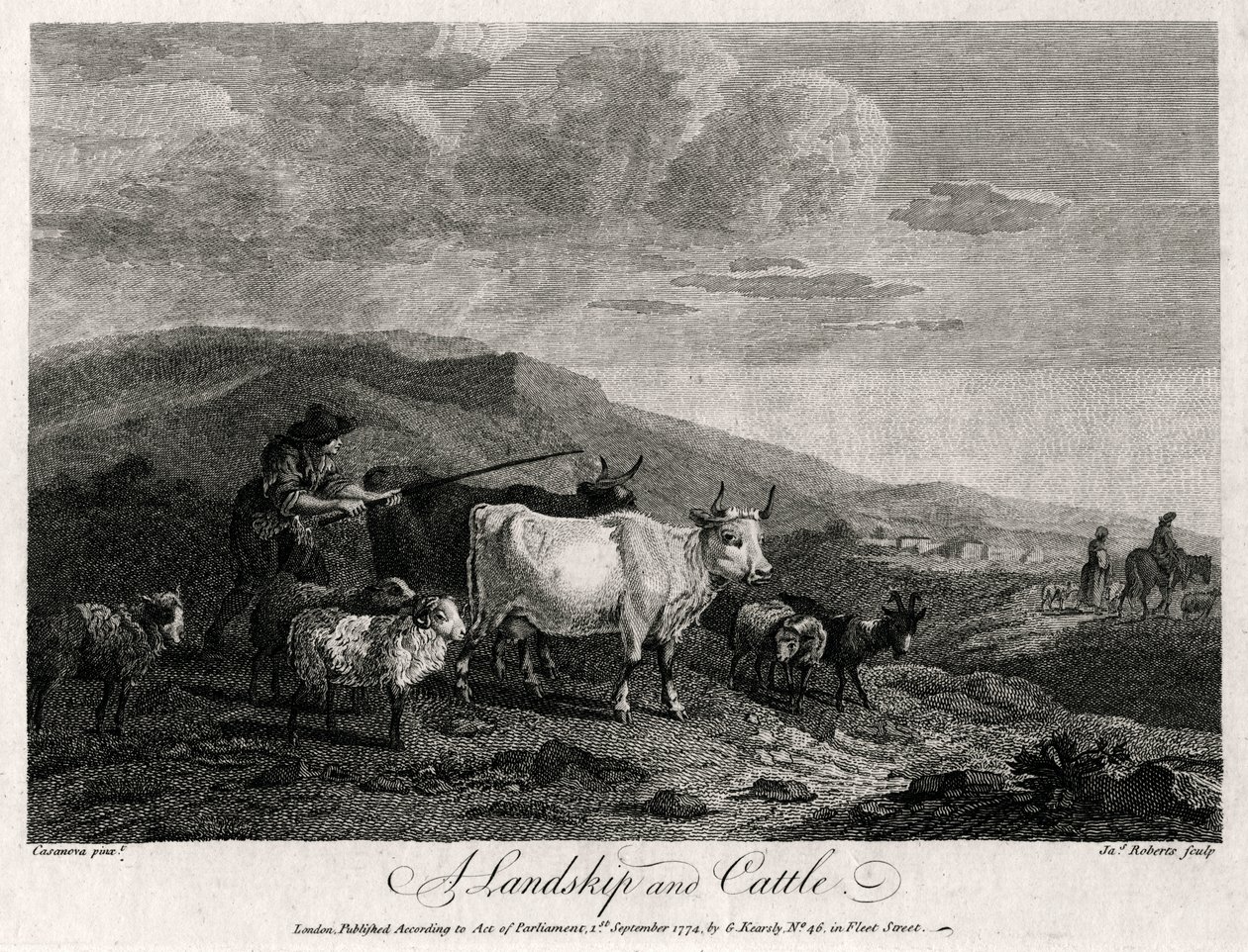 Landskip a dobytek, 1774. od James Roberts