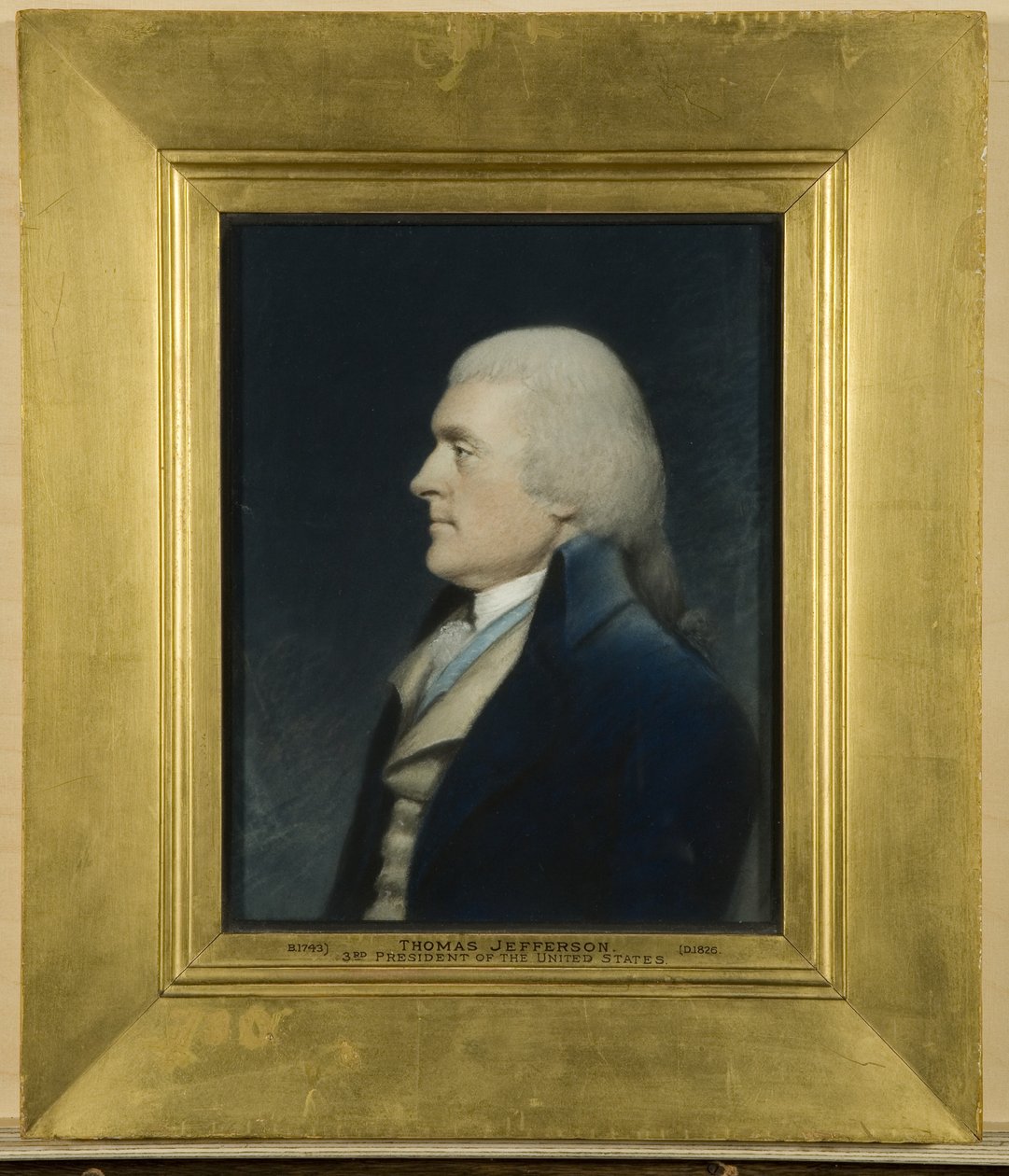 Thomas Jefferson, kolem roku 1797 (pastel na šedém papíře) od James Sharples