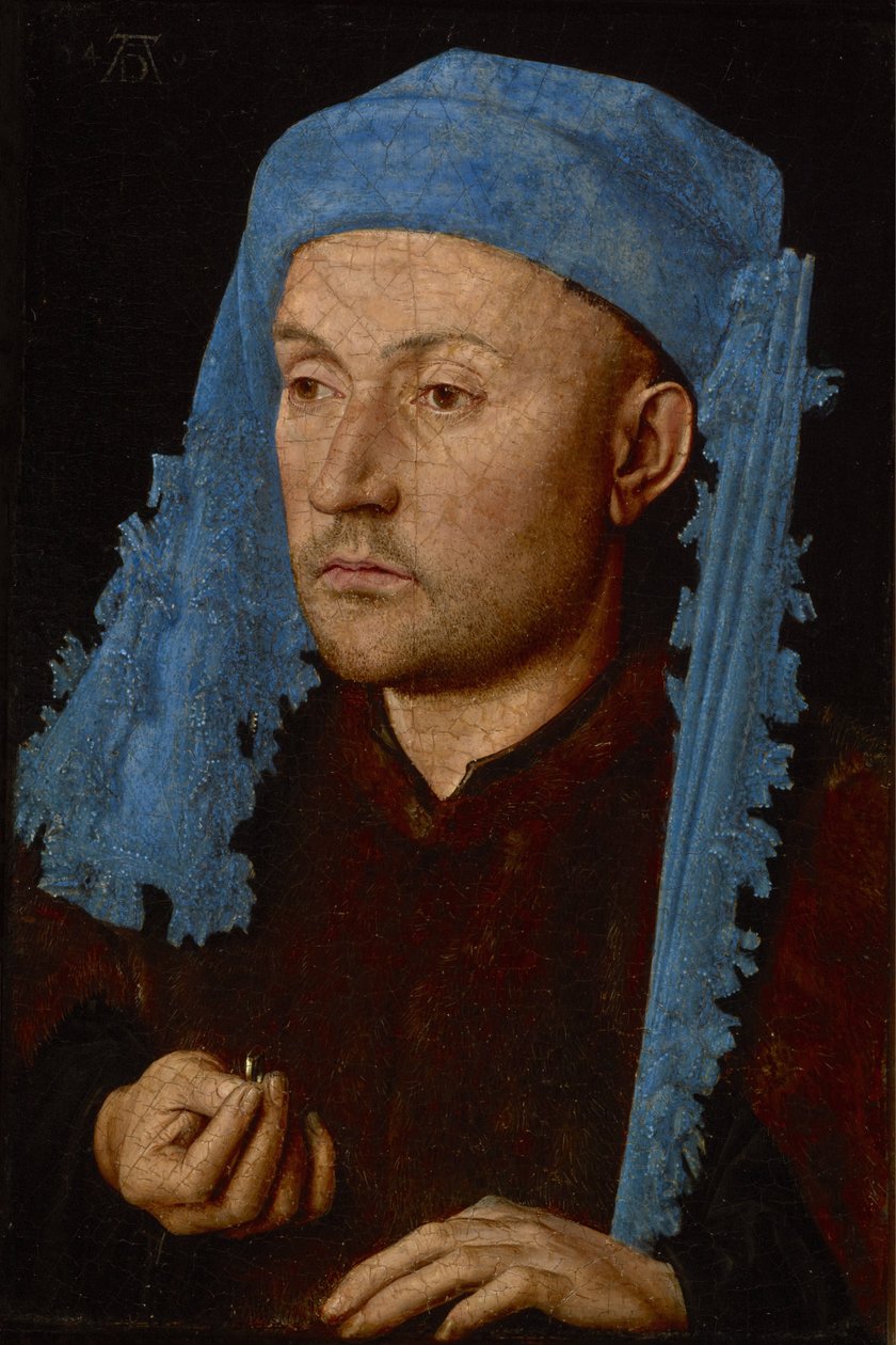 Portrét muže s modrým chaperonem od Jan van Eyck