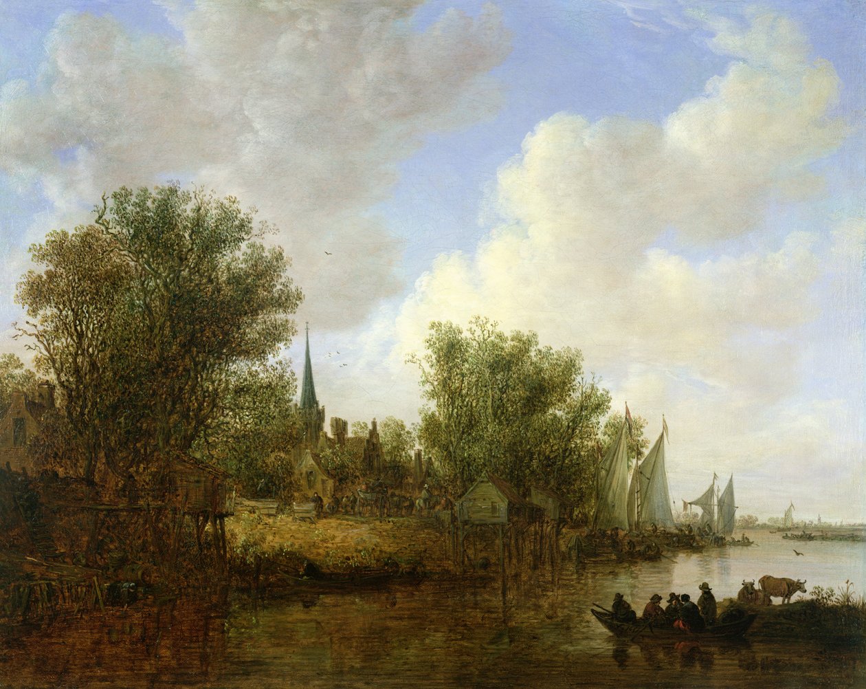 Říční scéna s výhledem na Overschie, 1651 od Jan Josephsz van Goyen