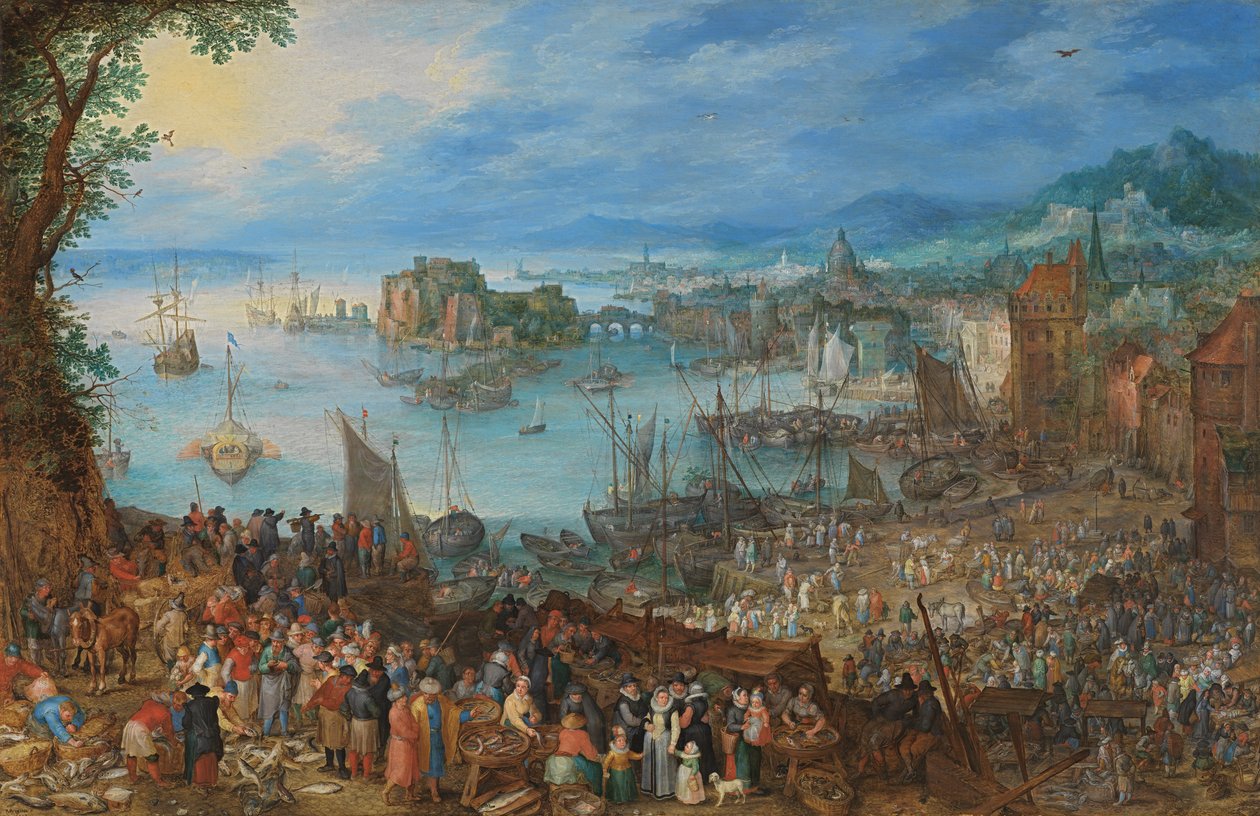 Velký rybí trh od Jan the Elder Brueghel
