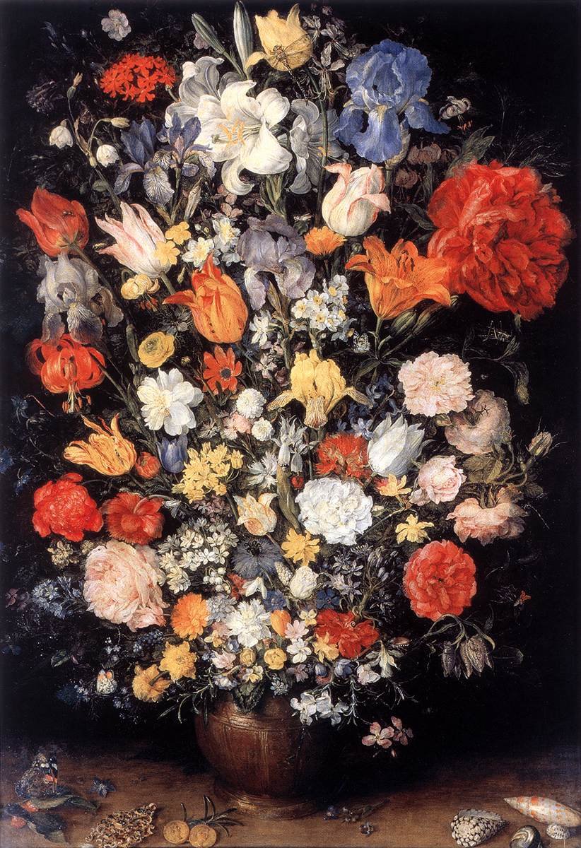 Váza s šperky, mincemi a mušlemi od Jan the Elder Brueghel