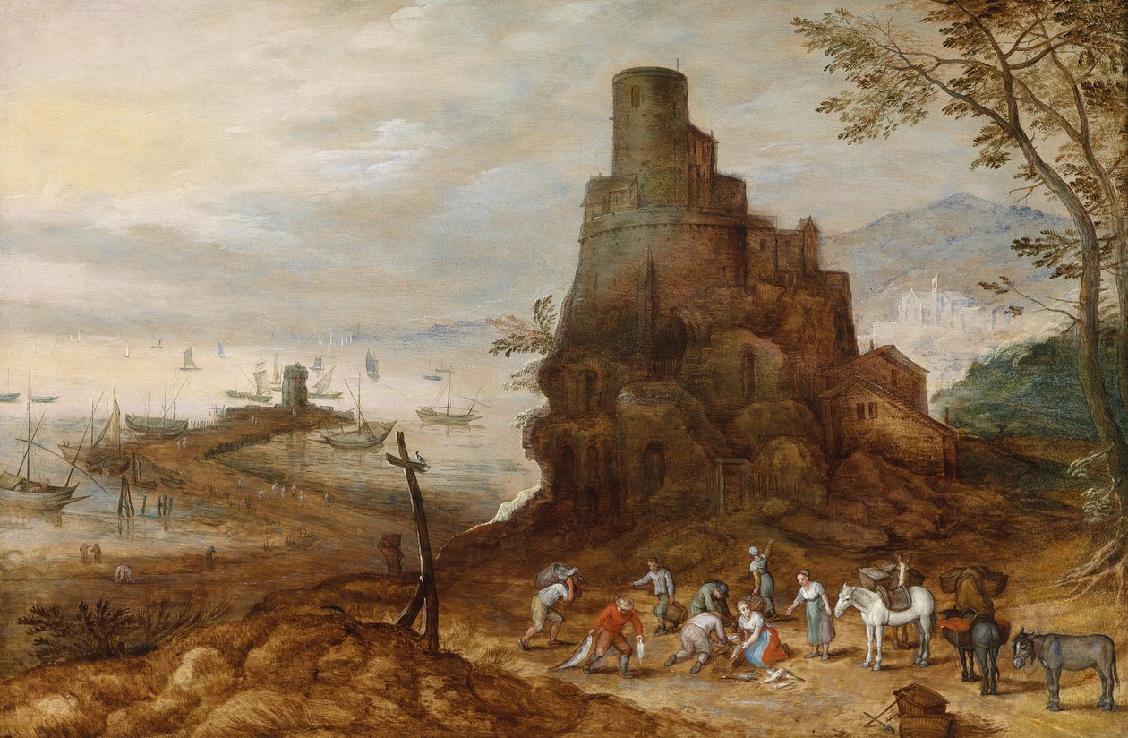 Pobřežní krajina s hrobem Scipios od Jan Brueghel the Younger
