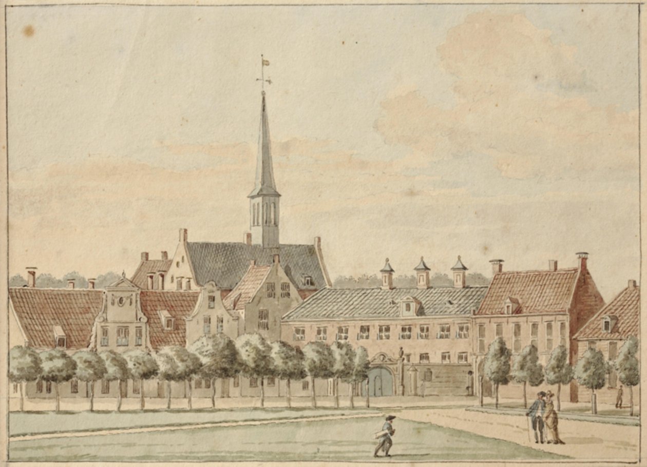Martinikerkhof s Prinsenhofem a Gardepoortem od Jan Bulthuis