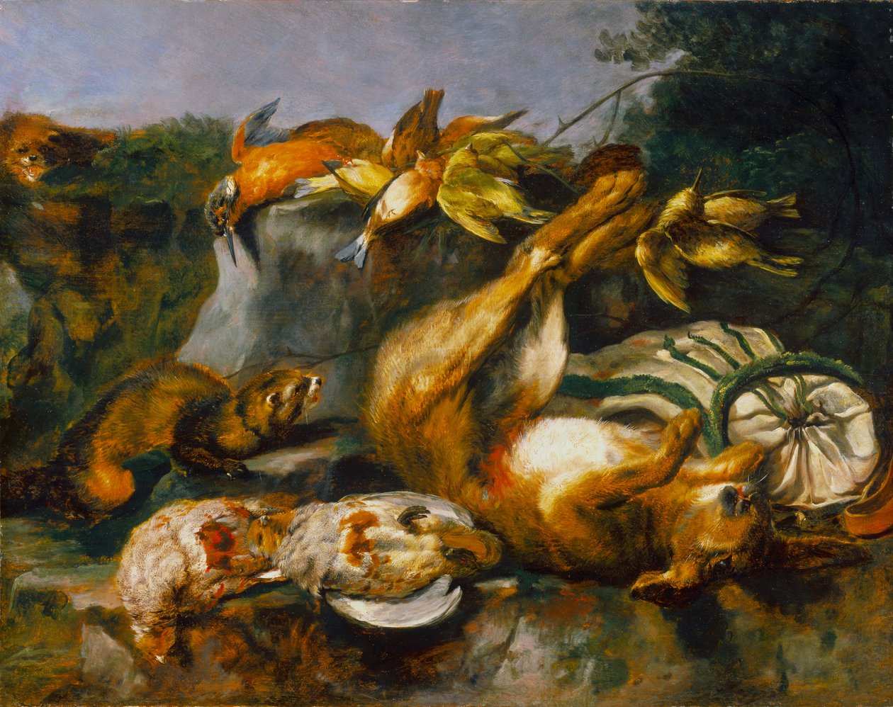 Dead Game and Weasels, cca 1642 (olej na dubové dýhovaném masonitovém panelu) od Jan Fyt
