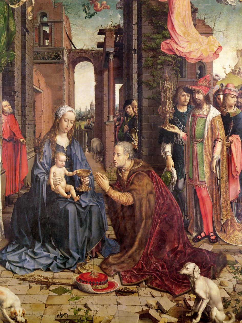Klanění králů (olej na dřevě) (detail) od Jan Gossaert