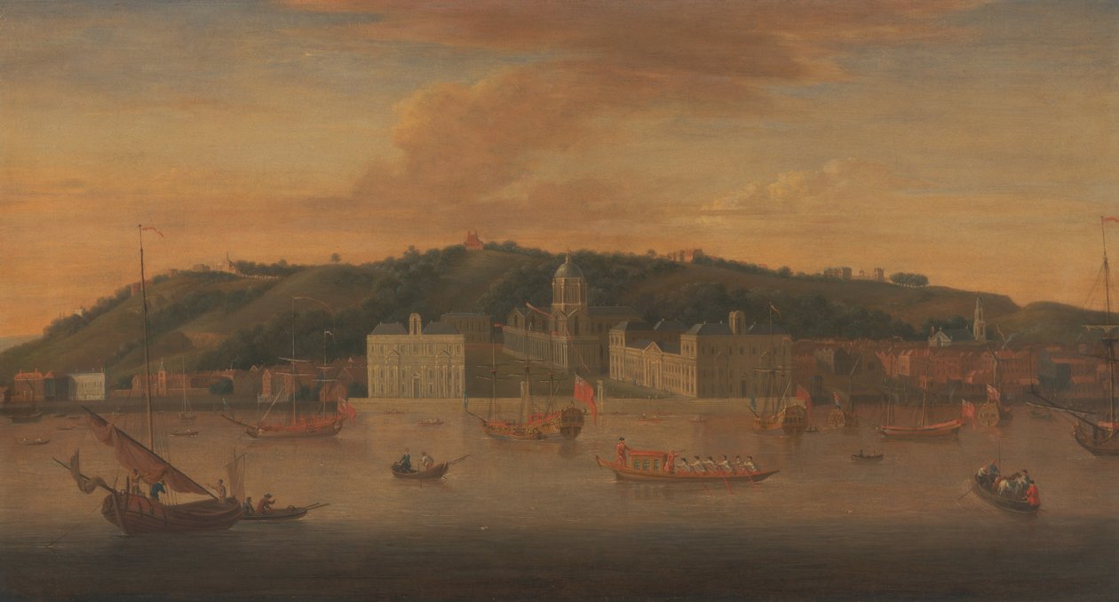 Pohled na Greenwich z řeky s mnoha loděmi od Jan Griffier