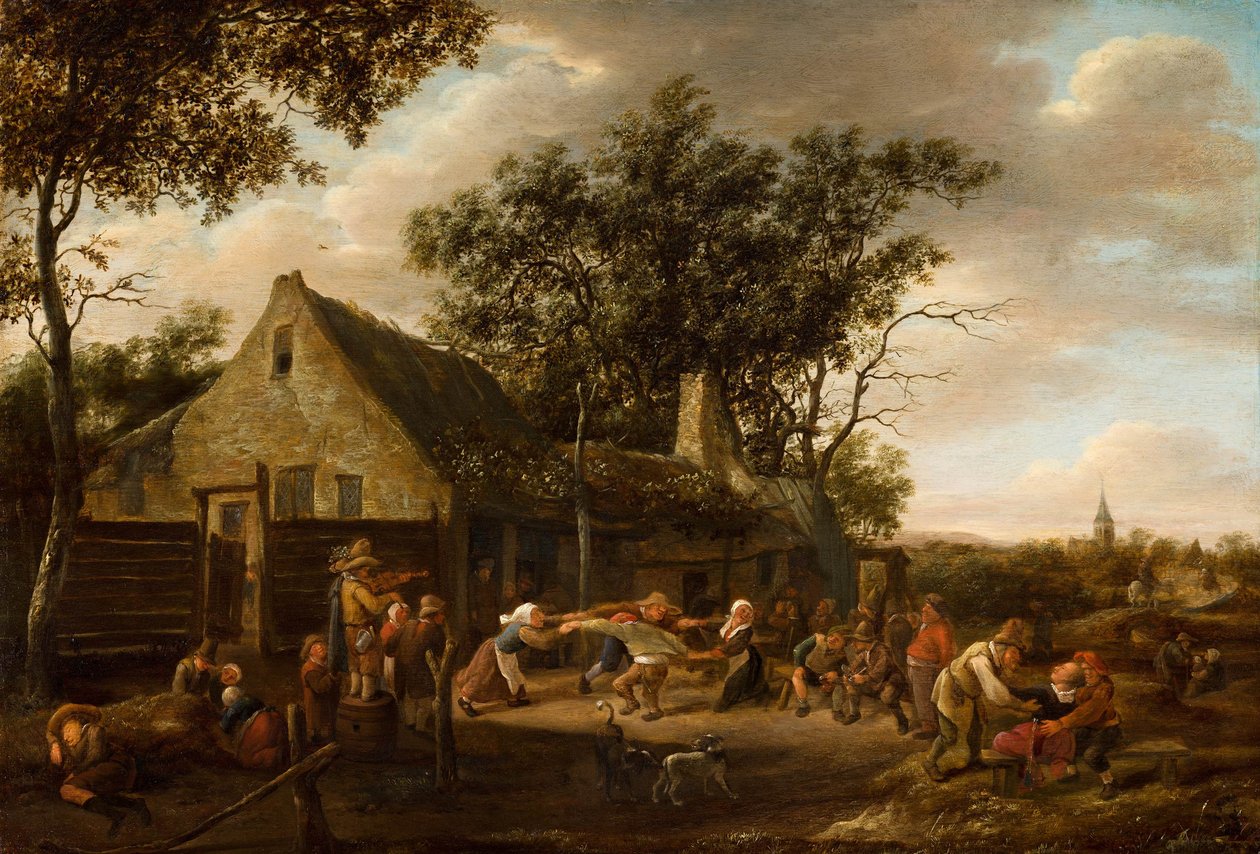 Tančící rolníci v hostinci od Jan Havickszoon Steen