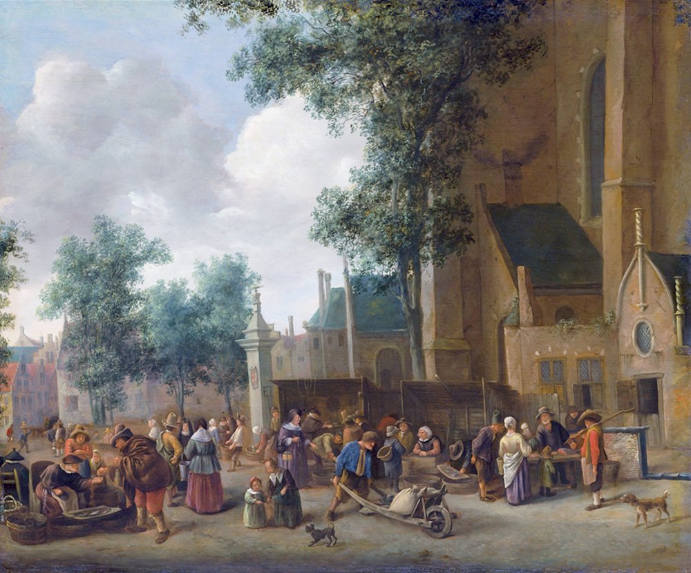 Rybí trh v Haagu od Jan Havickszoon Steen