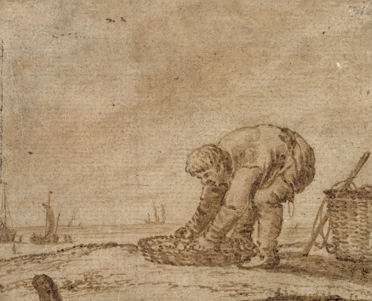 Rybář na mořském pobřeží, 1623 (pero a inkoust na papíře) od Jan Porcellis