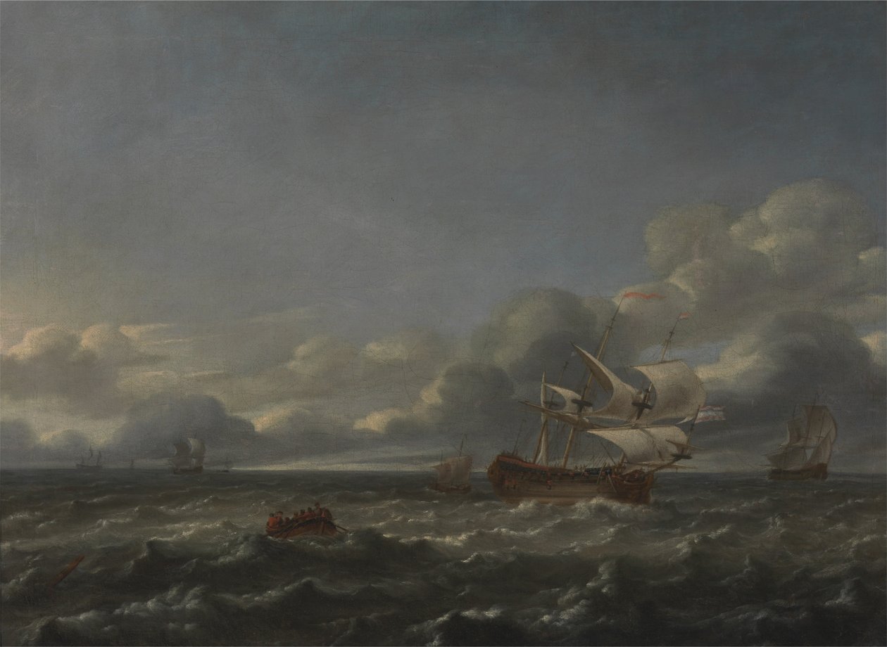 Men of War in a Stiff Breeze od Jan Theunisz Blankerhoff