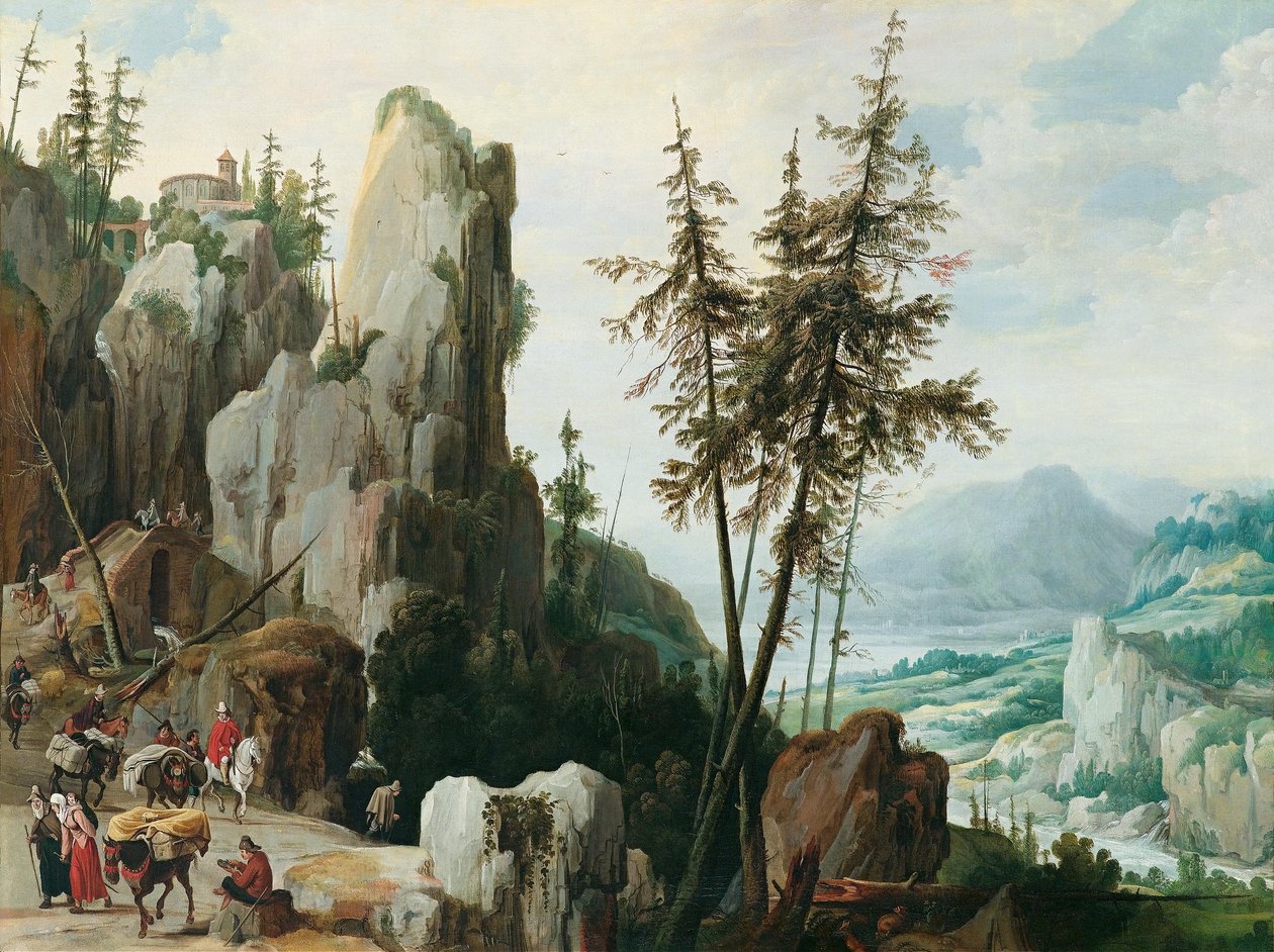 Skalní krajina s cestovateli od Jan Tilens