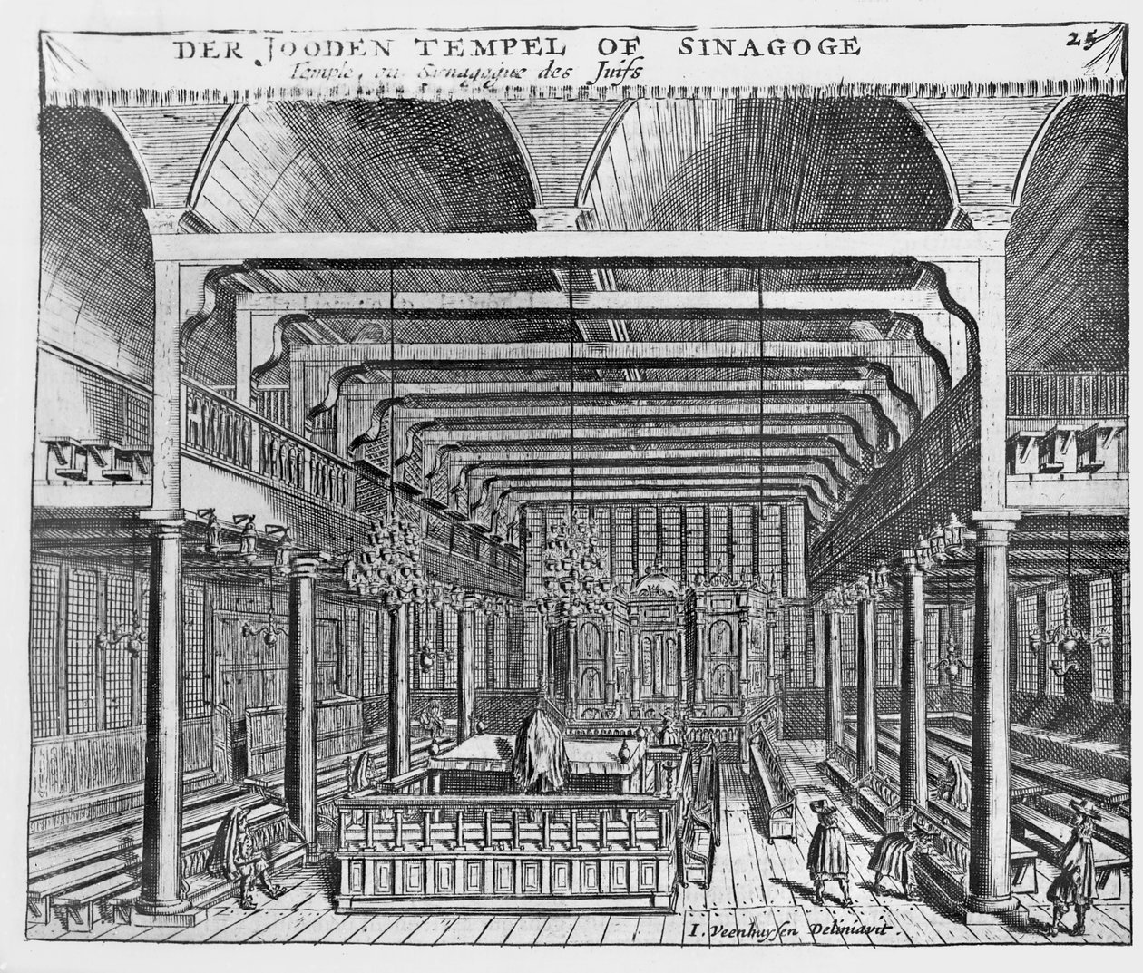 Interiér židovské synagogy od Jan Veenhuysen