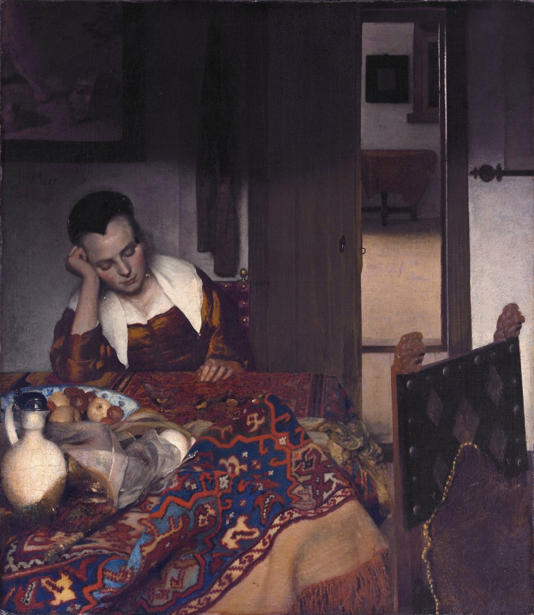 Služka spí od Jan Vermeer van Delft