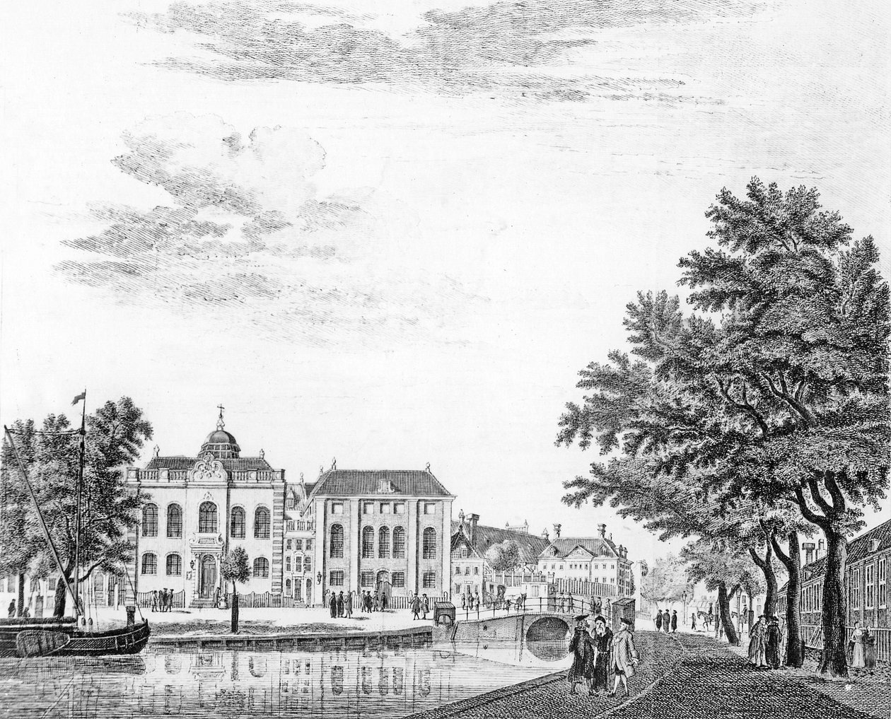 Dvě velké synagogy německých Židů v Amsterdamu, Nizozemsko, 1765 od Jan de Beijer