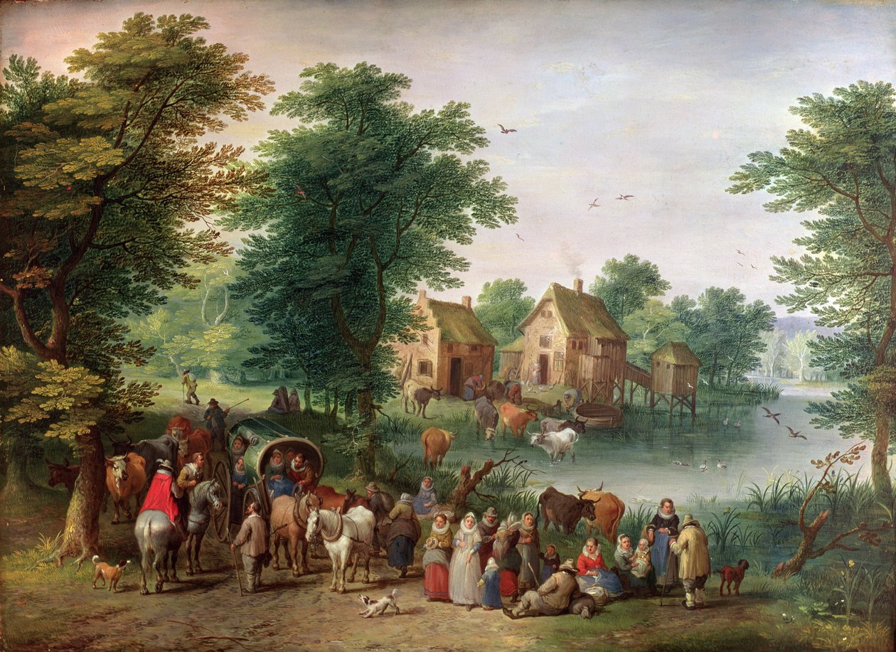 Jarmark, (olej na dřevě) od Jan the Elder Brueghel