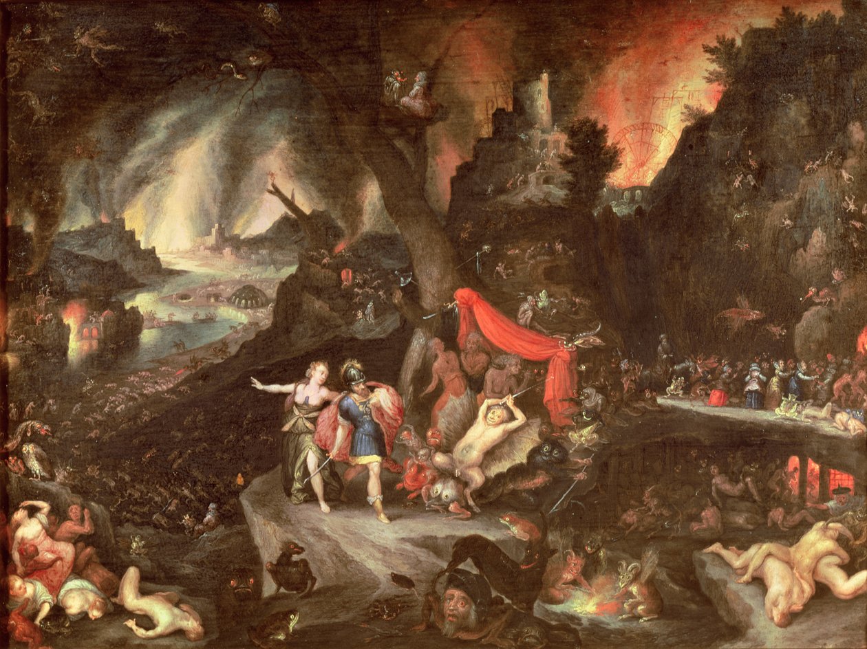 Aeneas v podsvětí, kolem 1630 (olej na mědi) od Jan the Elder Brueghel