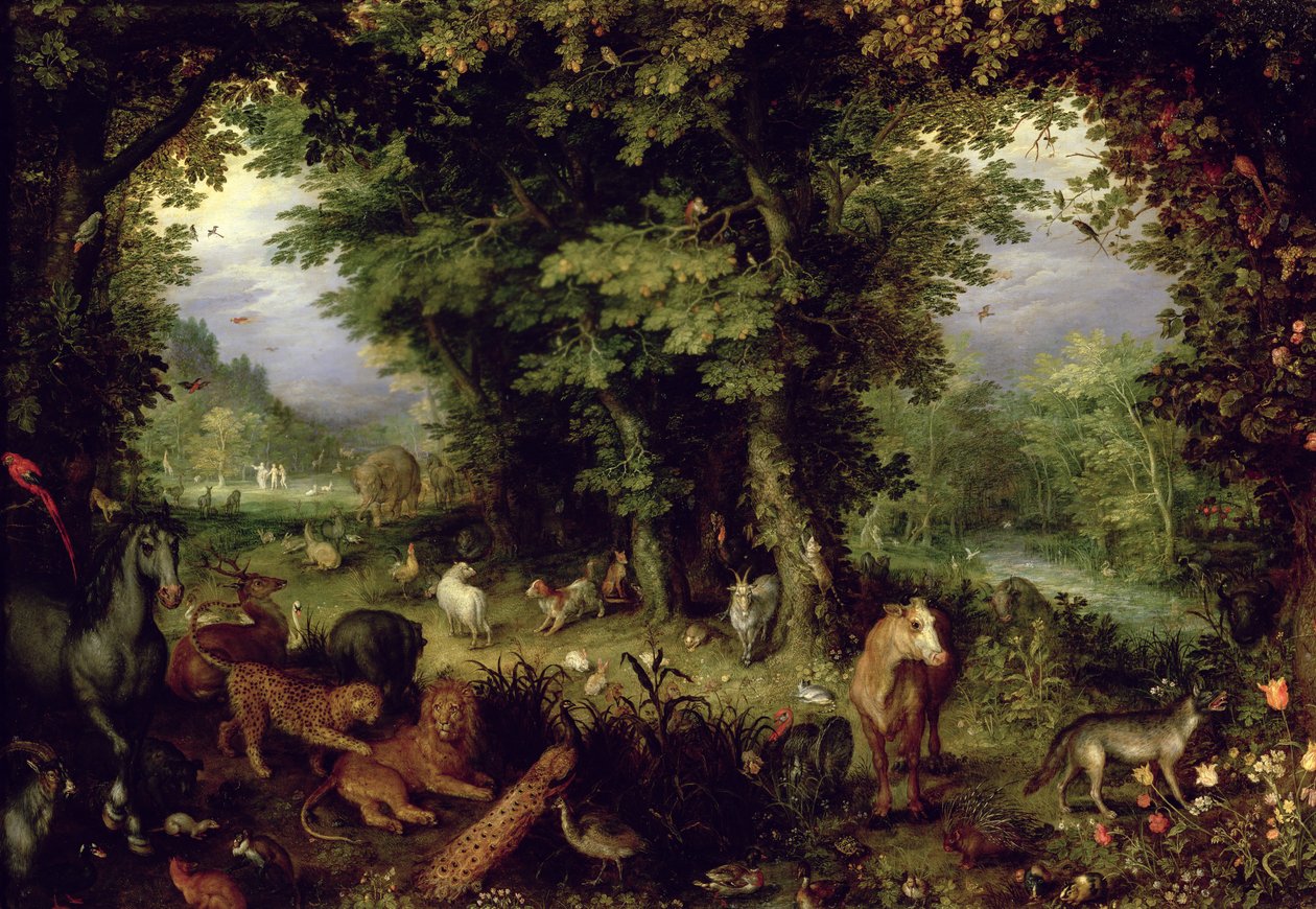 Země nebo pozemský ráj, 1607-08 (olej na mědi) od Jan the Elder Brueghel