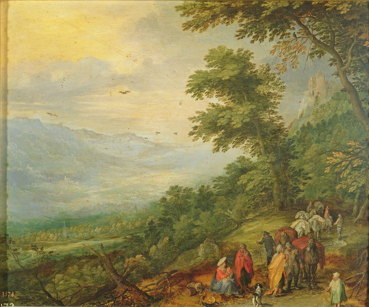 Cikánské shromáždění od Jan the Elder Brueghel