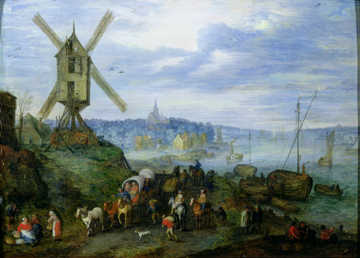 Říční krajina od Jan the Elder Brueghel