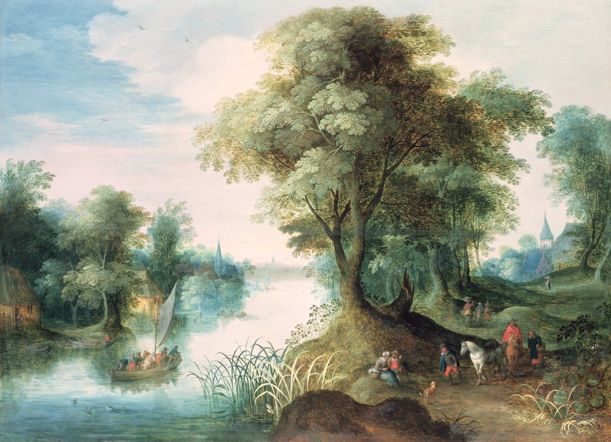 Říční krajina od Jan the Elder Brueghel