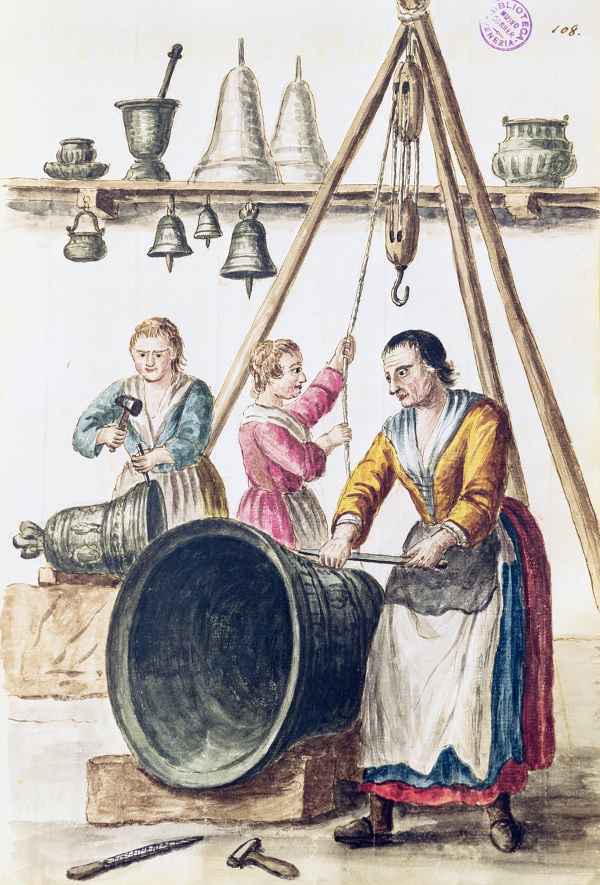Benátský zvonařský obchod (pero, tuš a čb na papíře) od Jan van Grevenbroeck