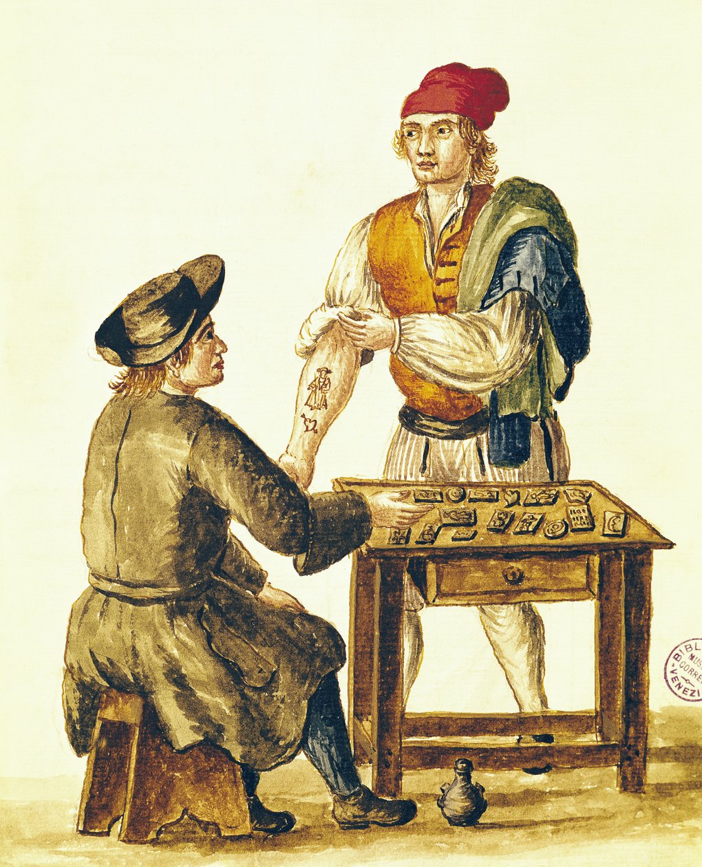 Benátský tatér (pero a tuš na papíře) od Jan van Grevenbroeck