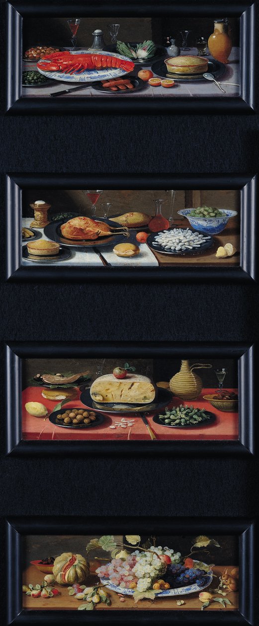 Čtyři zátiší jídla a ovoce od Jan van Kessel the Elder