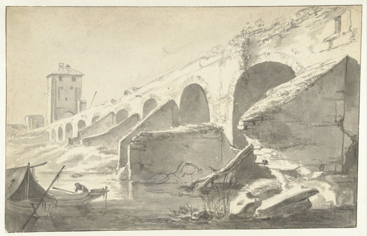 Ponte Molle te Rome (?) od Jan Asselijn