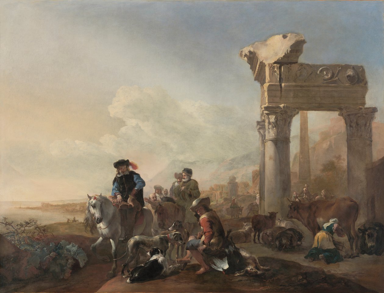 Lovci v blízkosti ruin od Jan Baptist Weenix