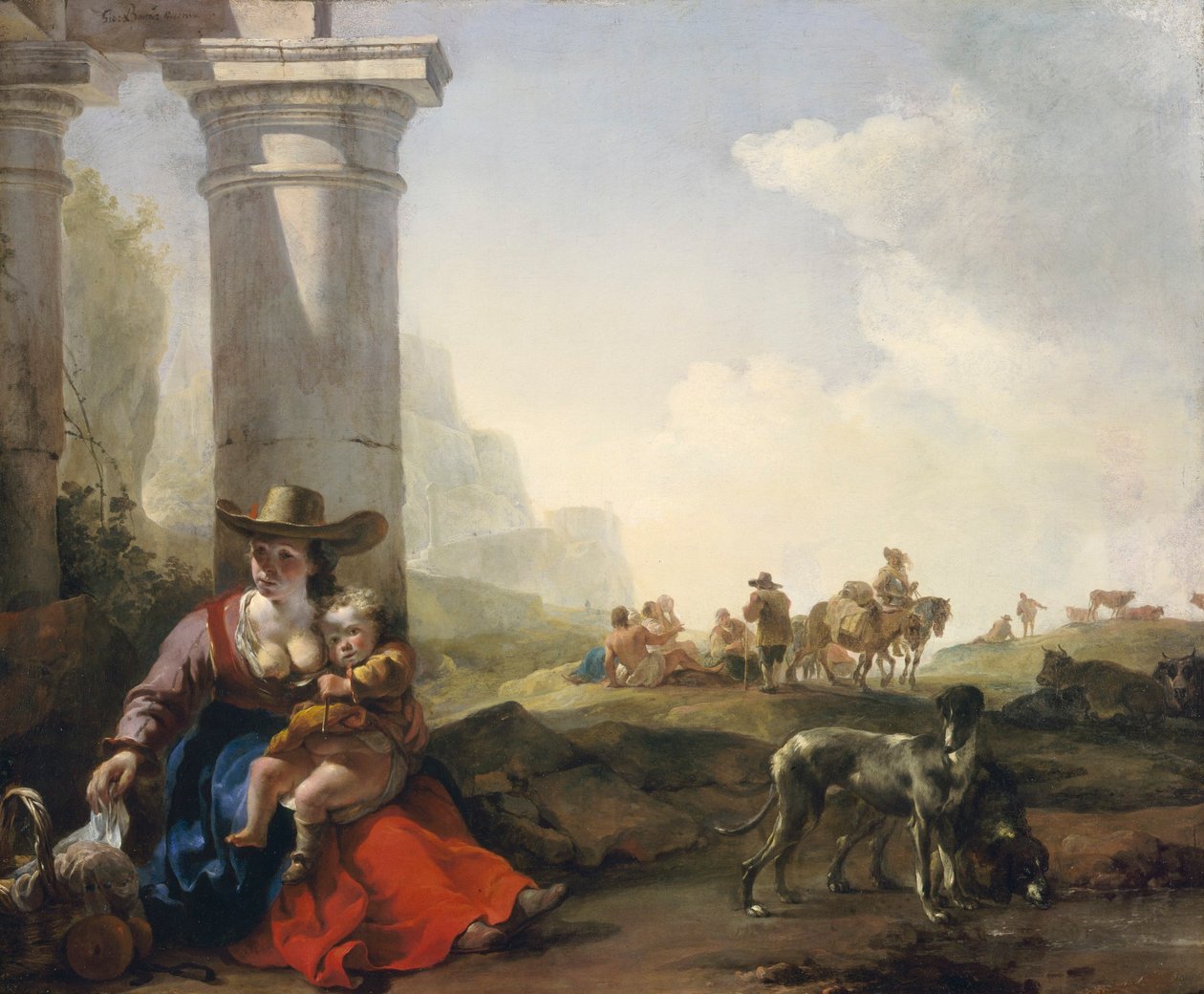 Italští rolníci mezi ruinami od Jan Baptist Weenix