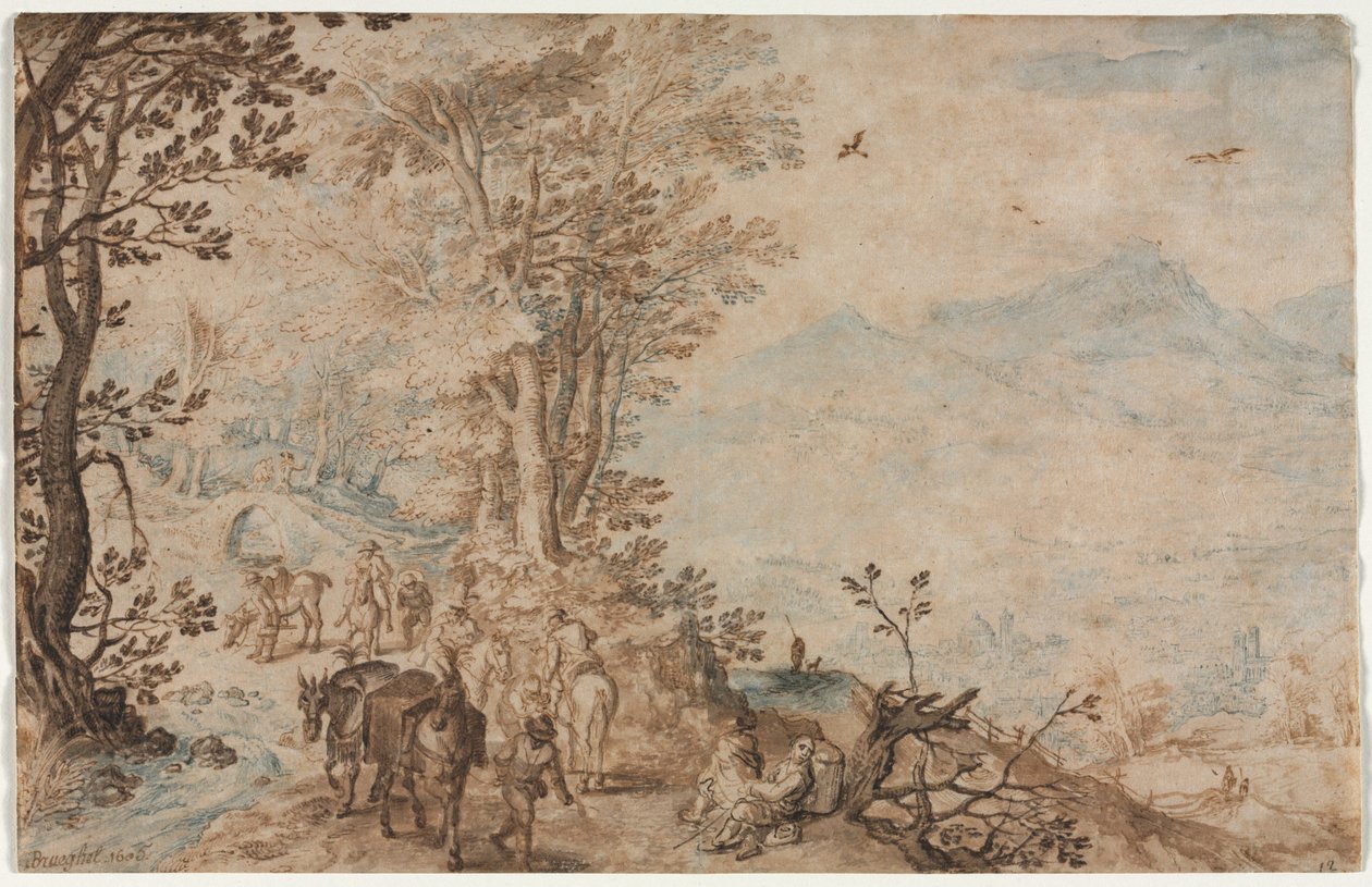 Krajina s cestovateli, 1605. od Jan Brueghel the Elder