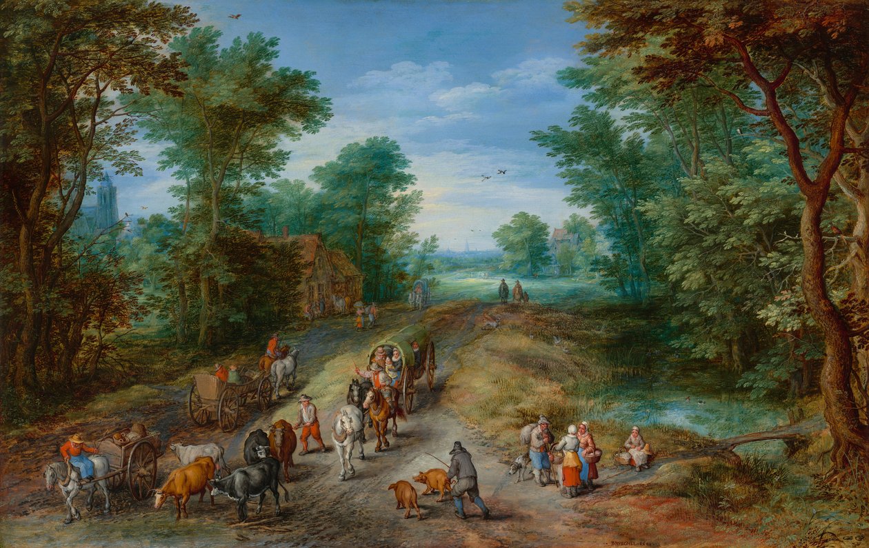 Zalesněná krajina s cestovateli, 1610. od Jan Brueghel the Elder