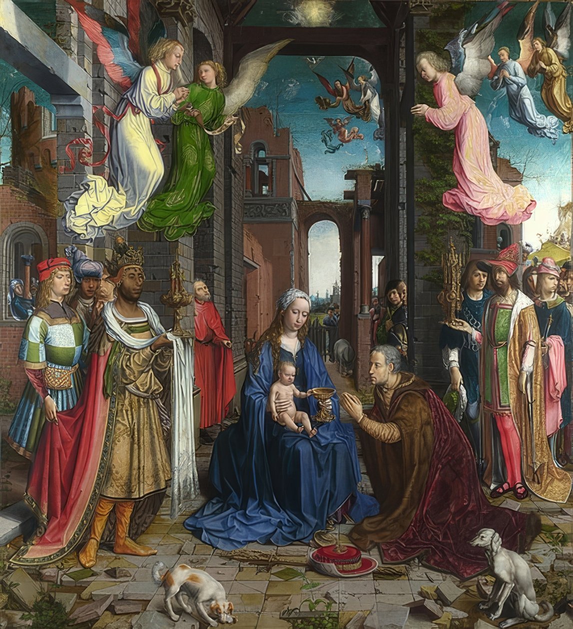 Klanění tří králů. 1510-15 od Jan Gossaert