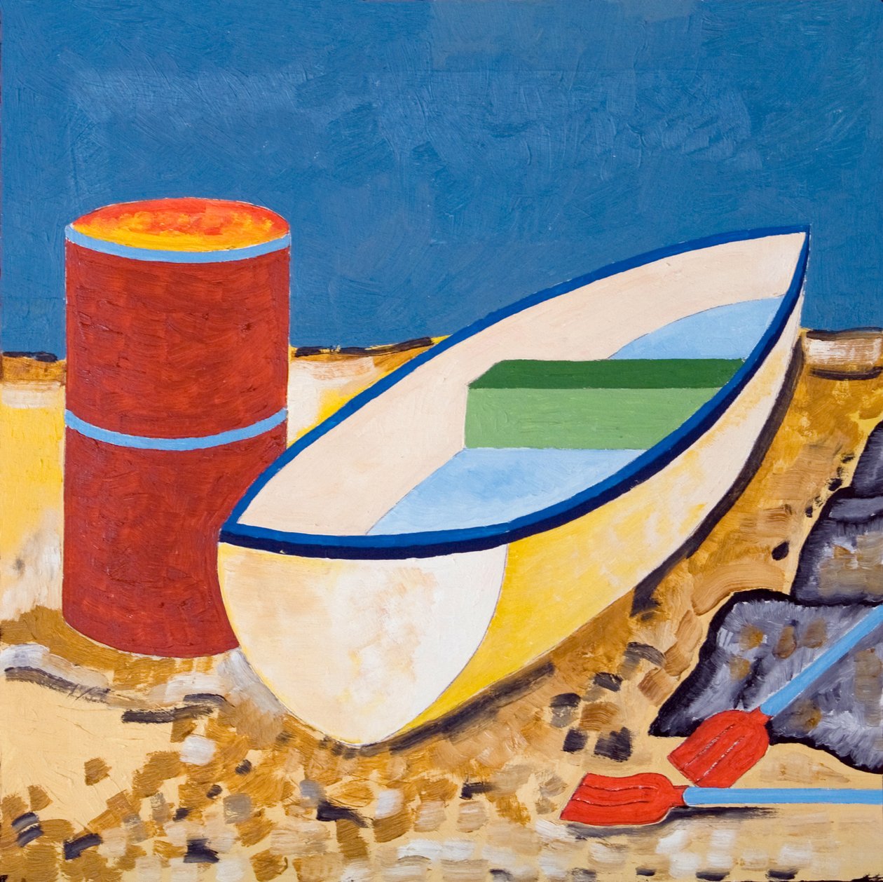 Boat and Barrel, 2005 (olej na dřevě) od Jan Groneberg