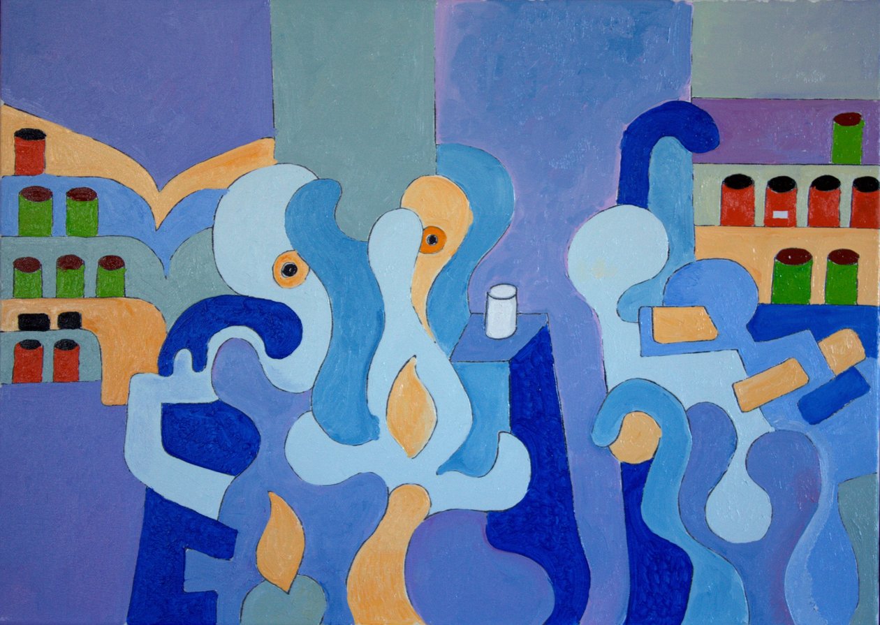 Uvnitř lékárny, 2009 (olej na plátně) od Jan Groneberg