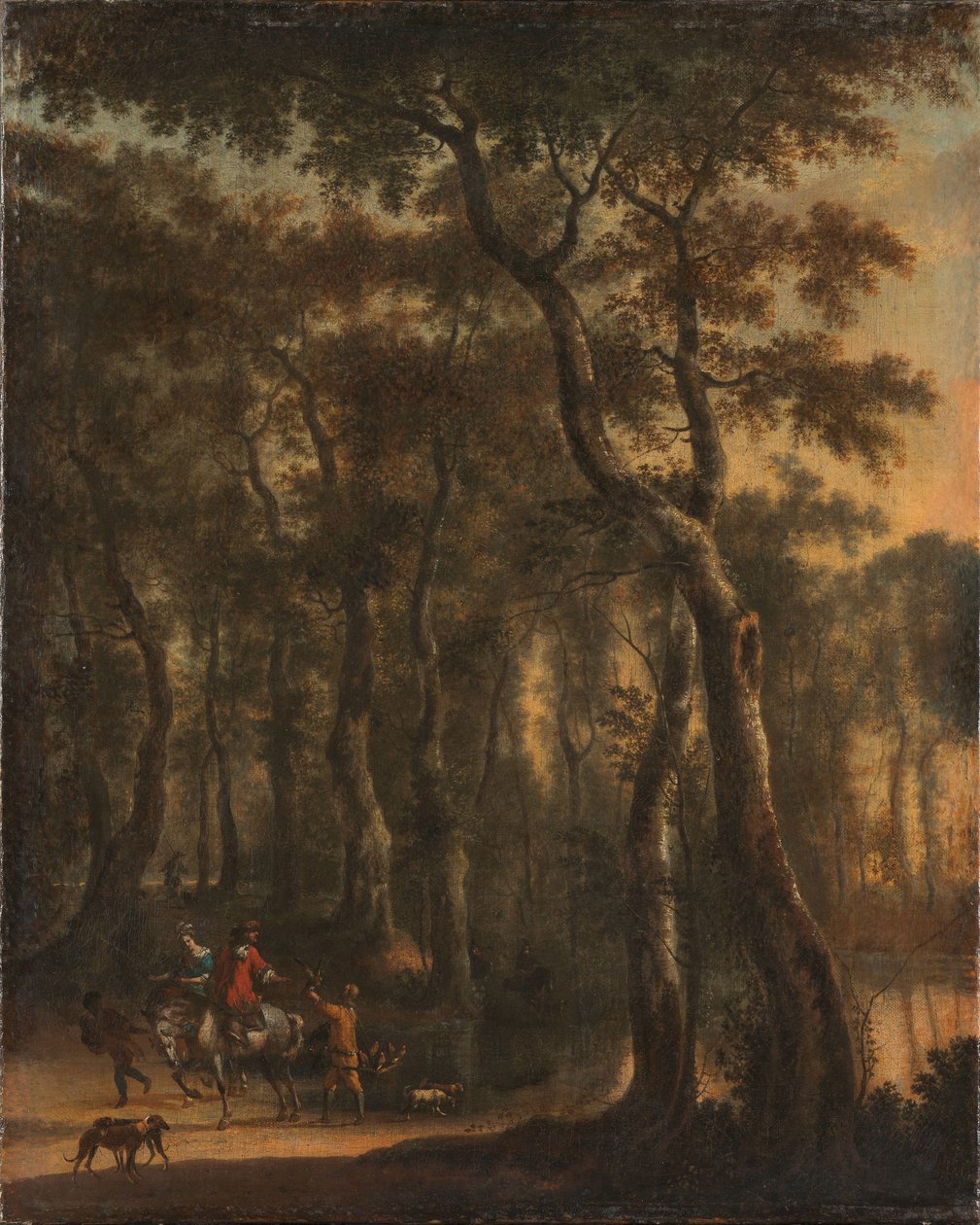 Lovci v lese od Jan Hackaert