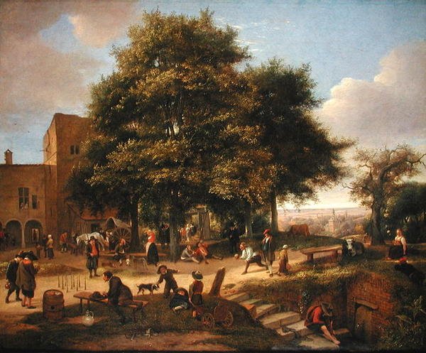 Country Inn s hráči kuželek od Jan Havicksz. Steen