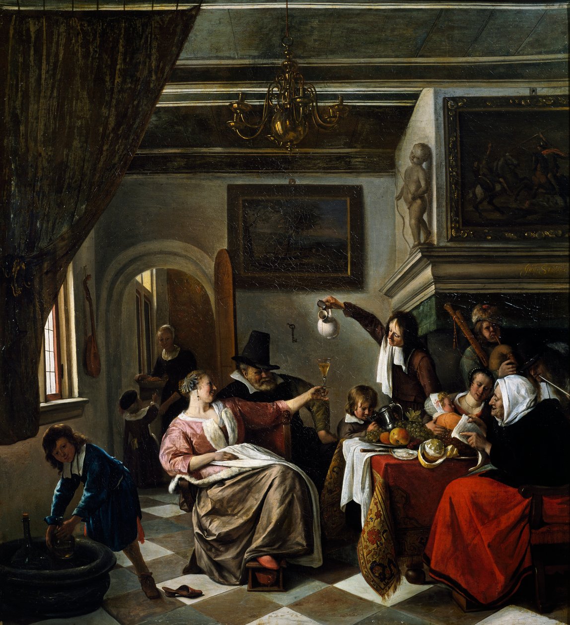 Rodinná oslava, Jan Steen (1626-1679) od Jan Havicksz. Steen
