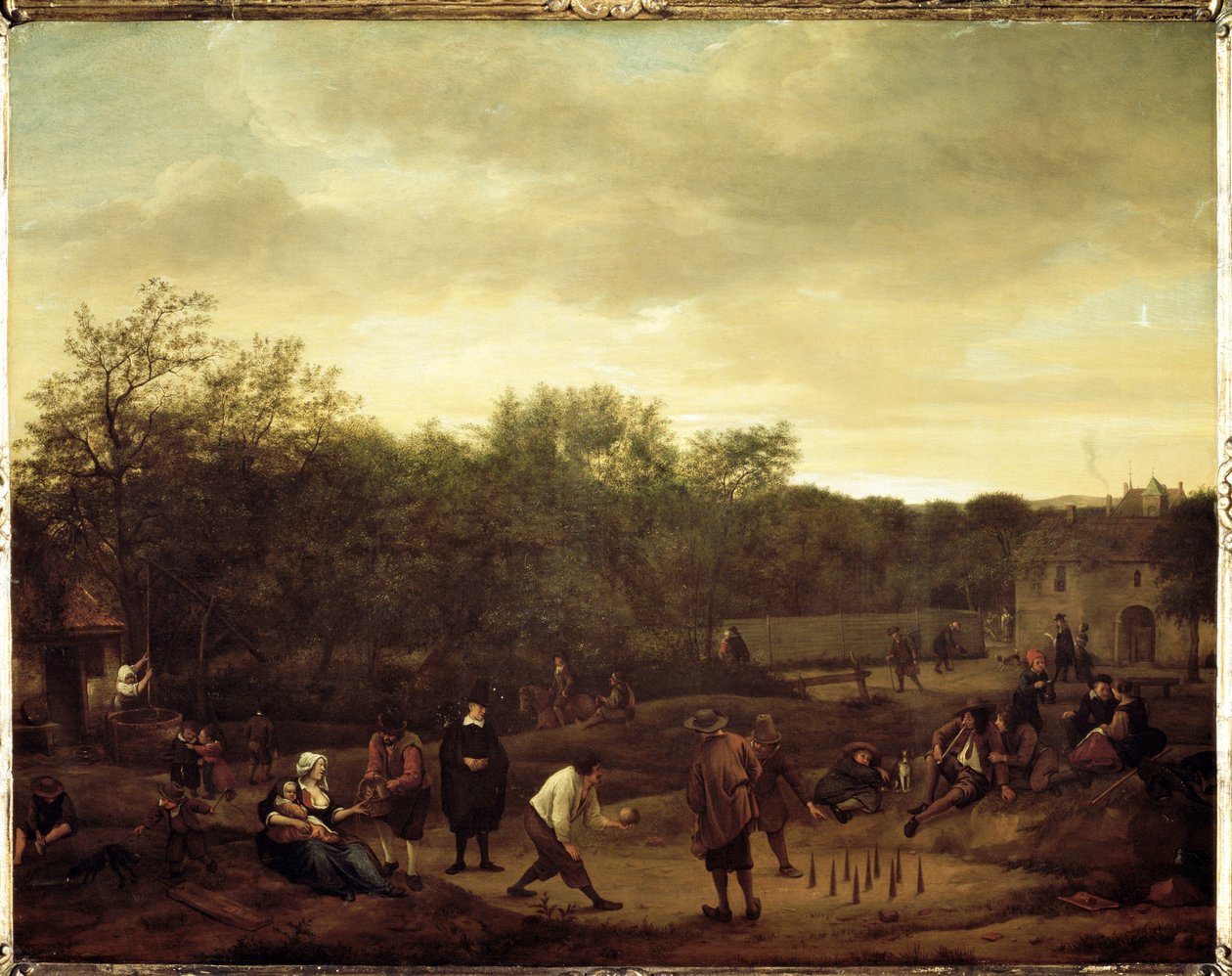 Rolníci hrající míče v Holandsku (malba od Jan Havicksz. Steen