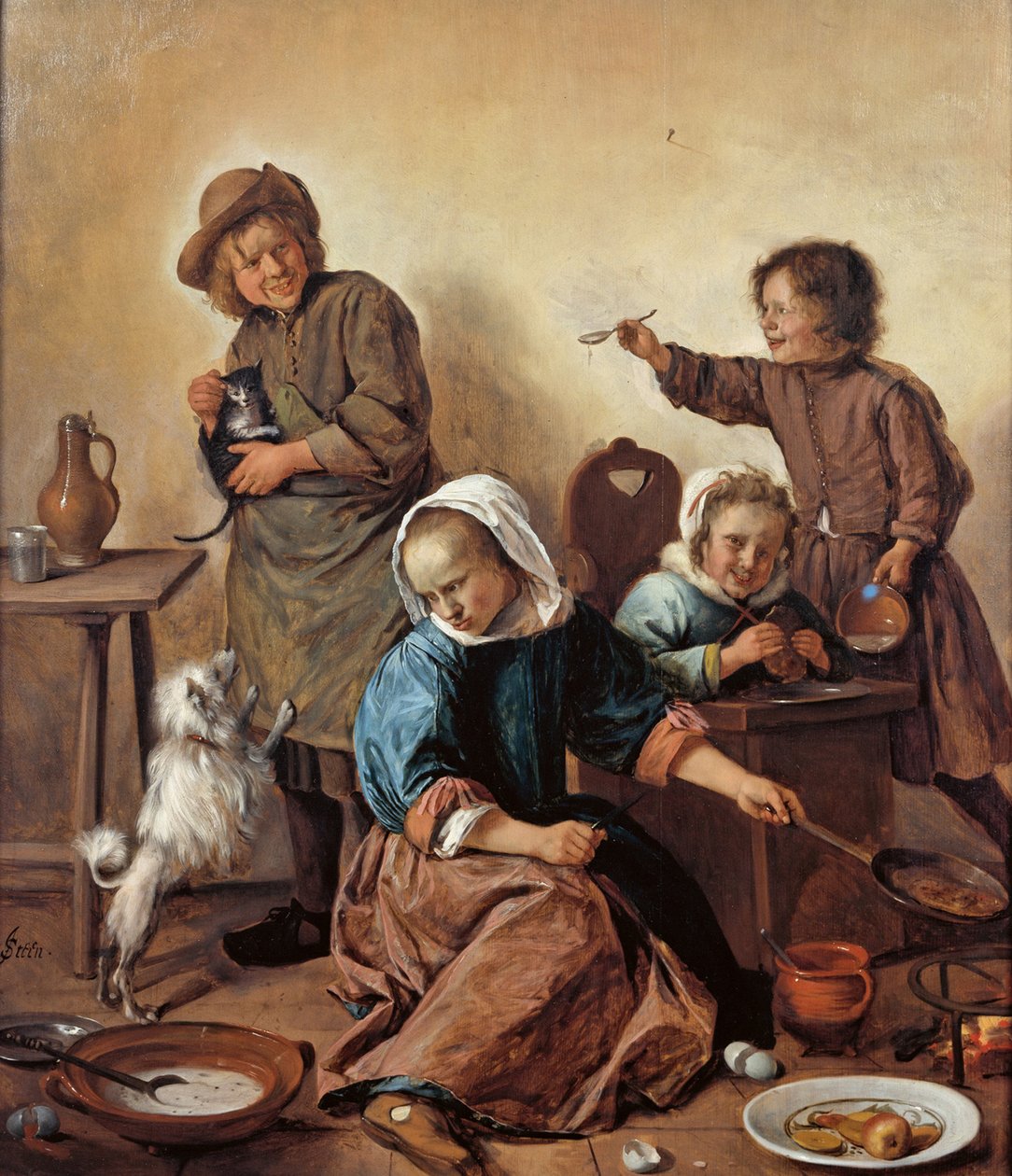 Dětské jídlo, asi 1665. od Jan Havickszoon Steen